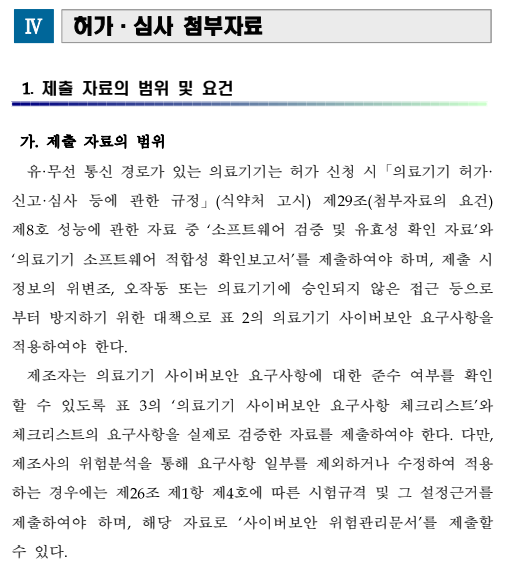 의료기기 사이버보안 허가, 심사 가이드라인